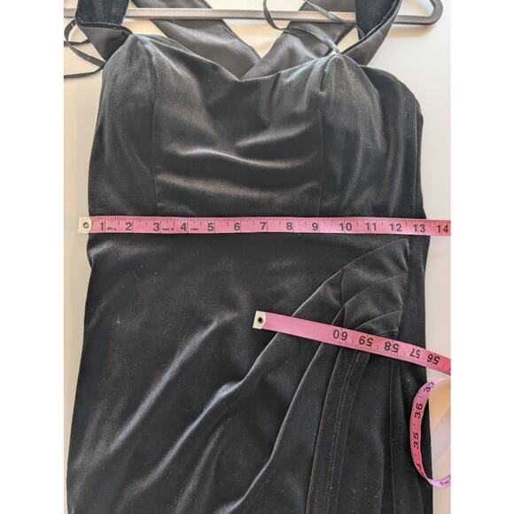 Vintage Next Up Maxi Velvet Ruched Cross Over 90s Dark Romantic Black Size 12 - Picture 10 of 10